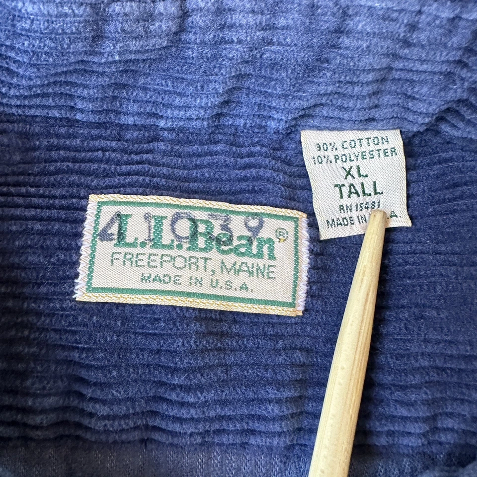 Camisa LL Bean Para Hombres Extra Grande Alta Azul Pana De Colección Años 80 Bolsillos con Solapa EE. UU. Foto 3 de 4