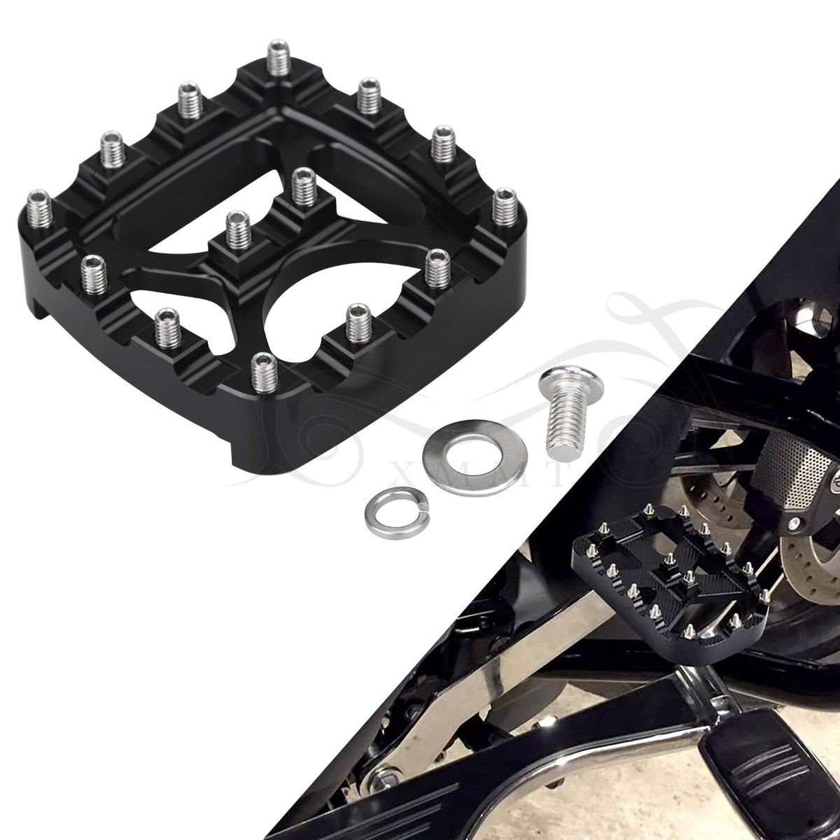 CNC Aluminum Rivet Anti-Skid Brake Pedal Pad Cover For Harley