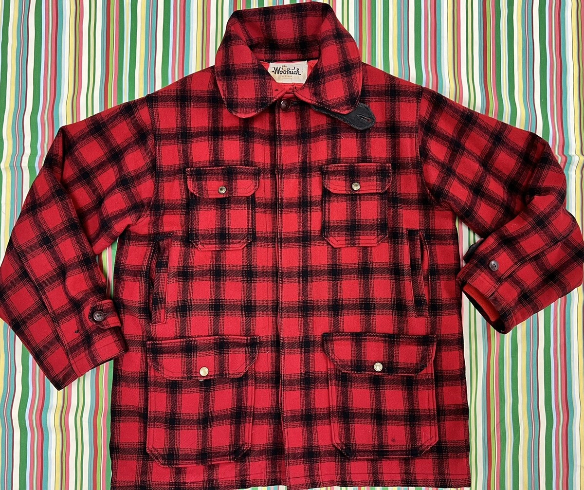 Woolrich Vintage 60s Red Buffalo Plaid Hunting Jacket 42 LRG Field
