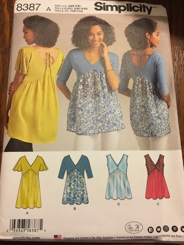 SIMPLICITY PATTERN 8387 Misses TOPS GRÖSSEN XXS XSM SM MED LRG XLG XXL UNGESCHNITTEN - Bild 2 von 4