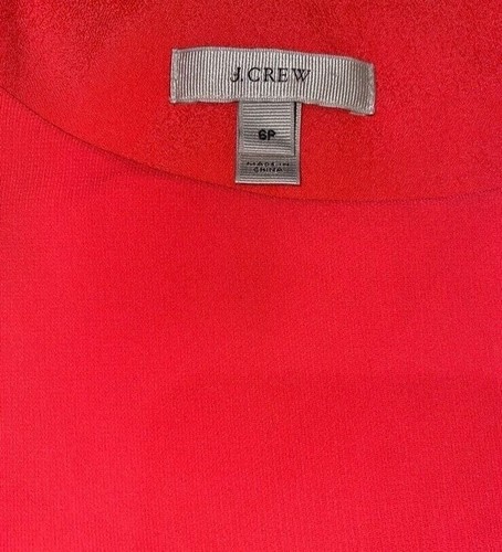 J.Crew Vestito Donna Camille Rosso Papavero Girocollo Senza Maniche Tubino Crepe Tg6p - Foto 3 di 3