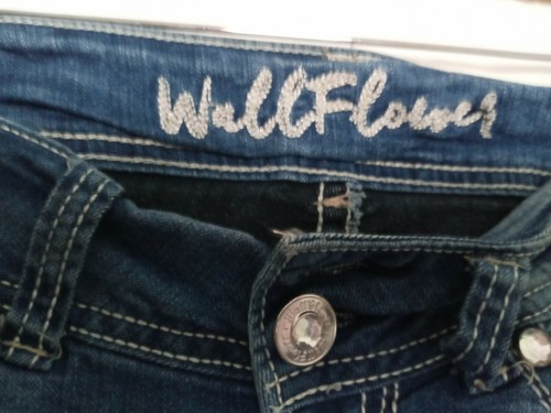 WallFlower Damen Jeans Gr. 5 Mid-Rise Skinny Blau Denim Jegging Hose Distressed - Bild 3 von 7