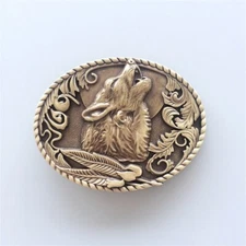 Vintage Bronze Plated Wolf Wildlife Belt Buckle also Stock in US