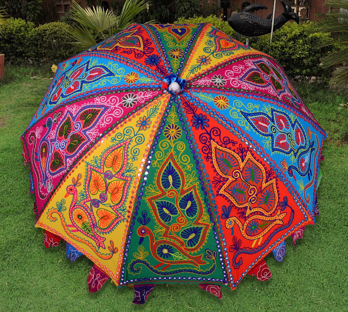 Indian Garden Umbrella Large Wedding Umbrella Parasols Embroidery Decorative