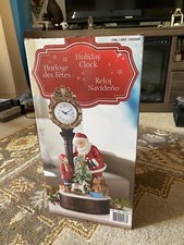 Led Santa Clock Holiday w/ Lighted Christmas Tree * Home Decor 20" NEW