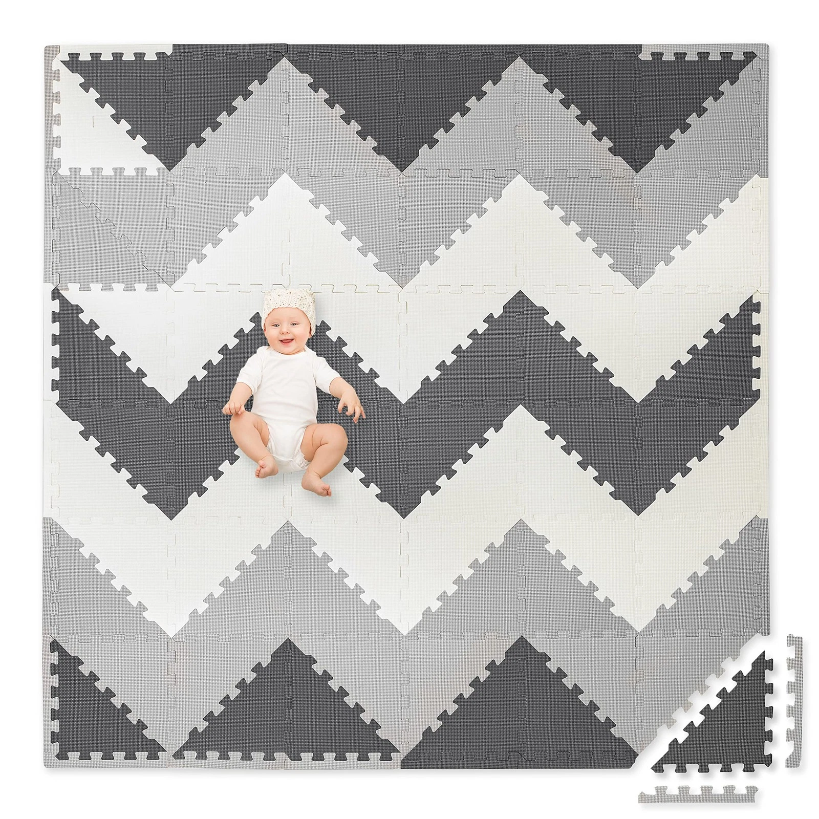 Non-Toxic Extra-Thick 96 Piece Triangle Play Mat-Comfortable Cushiony Foam Floor