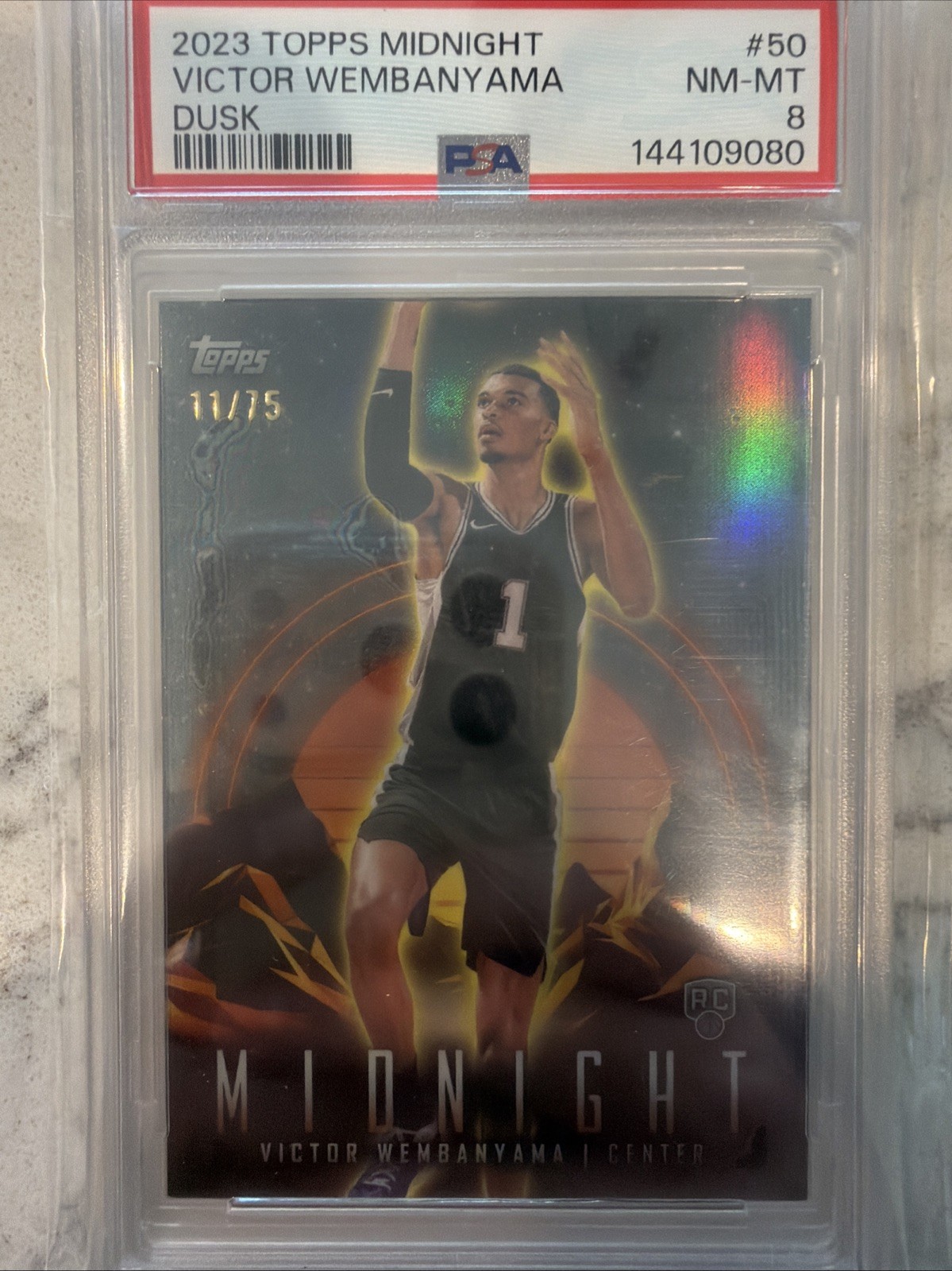 2023 Topps Midnight Victor Wembanyama Dusk #50 SSP /75 PSA 8
