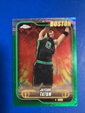 Jayson Tatum 2024-25 Topps Chrome Green Logo Refractor #51 Boston Celtics