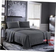 Bed Sheets - Sheet Set 4-Piece - Hotel Luxury 1800 Brushed Queen Dark Grey