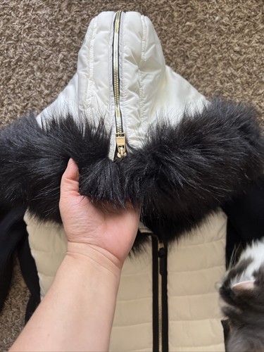 Giacca Calvin Klein Performance Walker Tg.L Bianco Nero Cappotto Parka Cappuccio Pelliccia Ecopelliccia - Foto 6 di 18