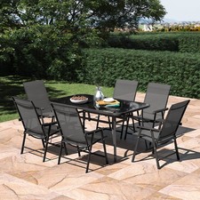 Garden Dining Set Outdoor Table And Chairs Patio Furniture Set w/ Umbrella Hole