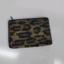 Vintage Neiman Marcus Petite Beaded Evening Clutch Coin Purse Animal Print Small