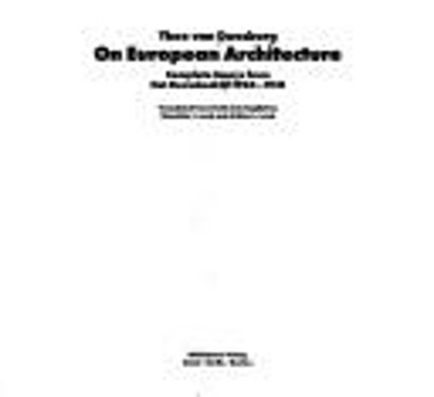 On European Architecture Hardcover Theo Van Doesburg