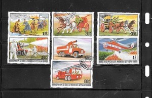 MONGOLIA # 970-6 FIRE FIGHTING CTO USED 1977 COMMEMROATIVE PICTORIAL STAMP SET