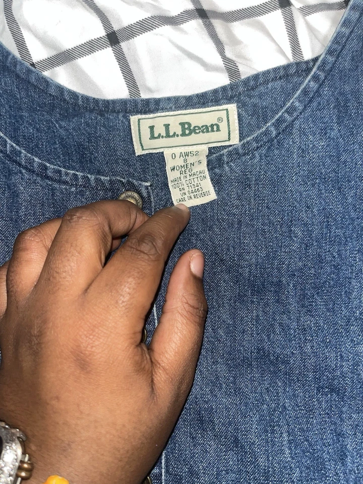 LL Bean Women’s Dress Vintage Maxi Denim Retro Minimalist Jumper Blue Size 8 - Image 3 of 4