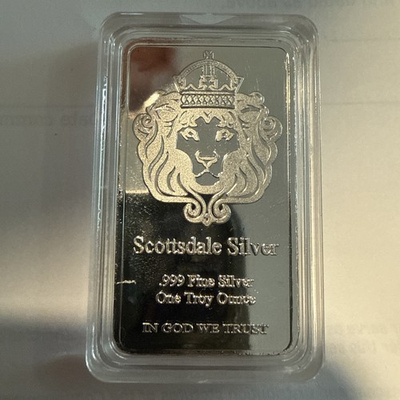 #ad 1 OZ. SILVER BAR SCOTTSDALE MINT .999 SILVER BAR SEALED $79.89