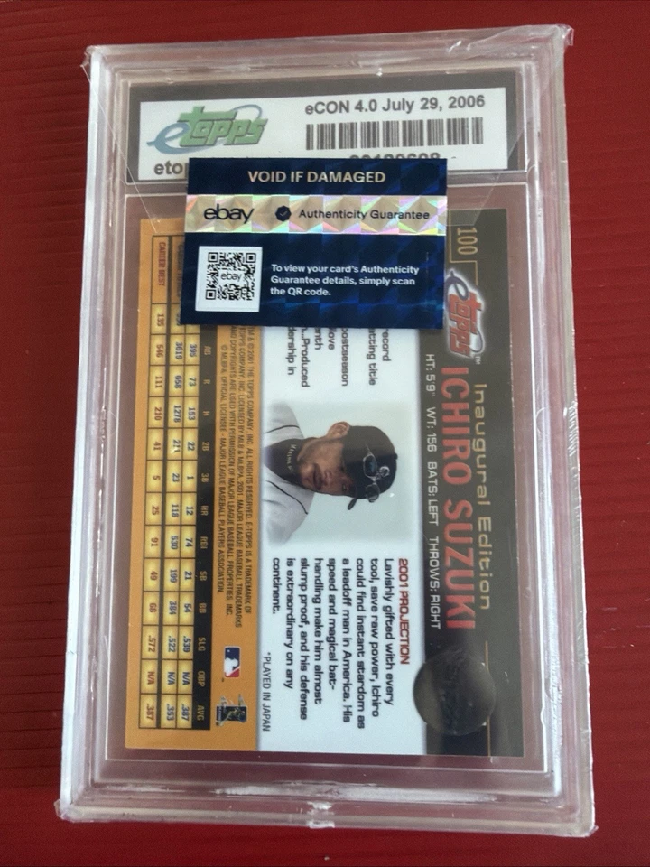 2001 eTopps #100 Ichiro Suzuki Rookie #1/5 Convención Nacional de Anaheim RARO Foto 3 de 3