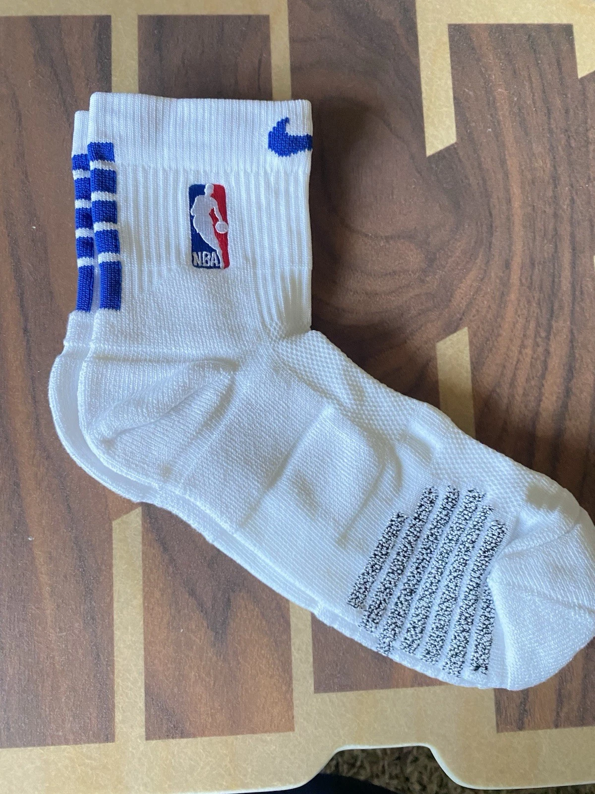 Nike NBA Authentic L Ankle Socks White Blue Quick Player Team Issued On Court