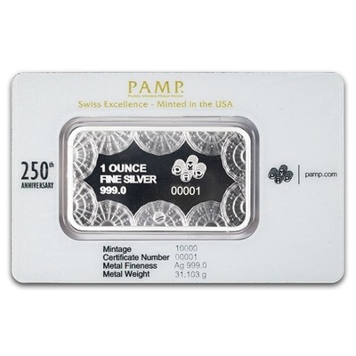 1 oz Silver Bar - PAMP 250th Anniversary of the USA | eBay