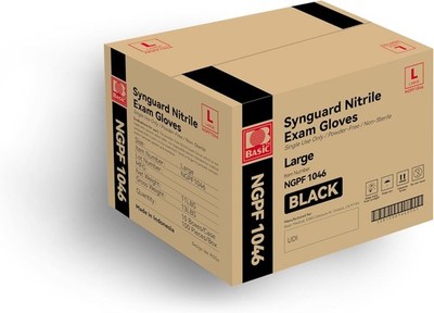 Basic Medical Black Nitrile Exam Gloves - Latex-Free & Powder-Free - NGPF 1046
