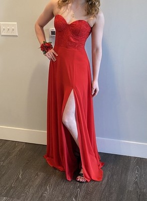 white christmas dresses Lily's chiffon dark red strapless long dress – Lily's Seaside Boutique main image 0