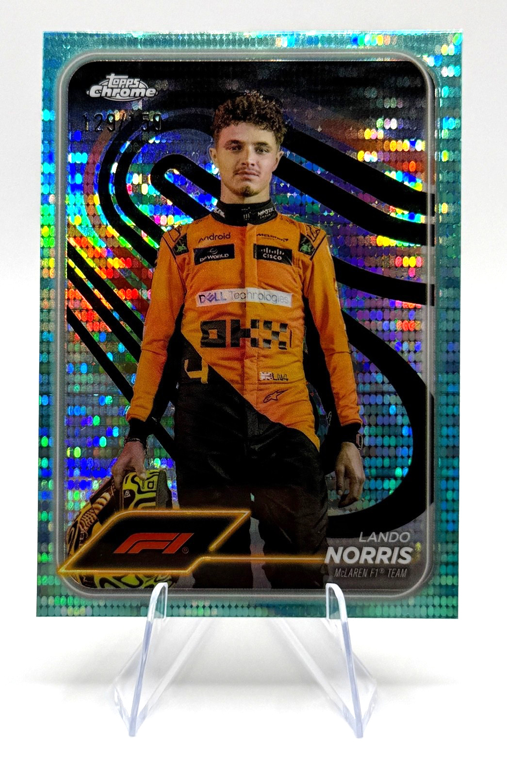 2024 Topps Chrome Formula 1 F1 Lando Norris #7 Aqua Sonar /150