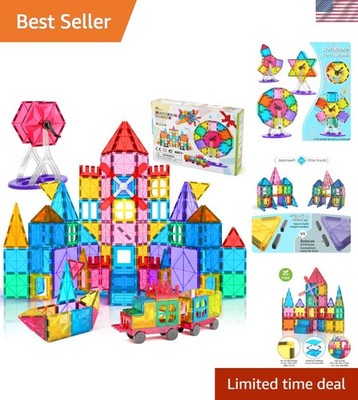 100pcs Magnetic Tiles Building Blocks Set for Boys Girls Preschool Educationa...