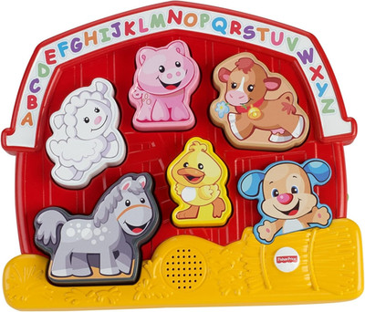 Fisher-Price Toddler Shape Sorting Toy Laugh & Learn Farm Animal Puzzle with Mus