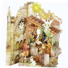 Pop up Christmas Cards Nativity, Holy Night Nativity, 3D Elegant Religious 