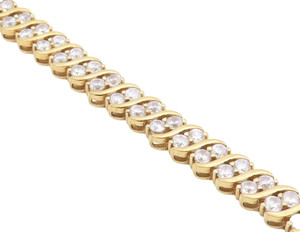 Authentic 925 Sterling Silver Petite Topaz Gold Plated Swirl Chain Bracelet BT5244