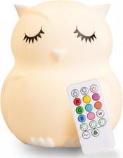 Remote Control Silicone Night Light for Kids - Owl Design with 9 Soft Colors  S