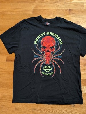 Harley Davidson Mens Halloween Skull Spider Web Double-sided