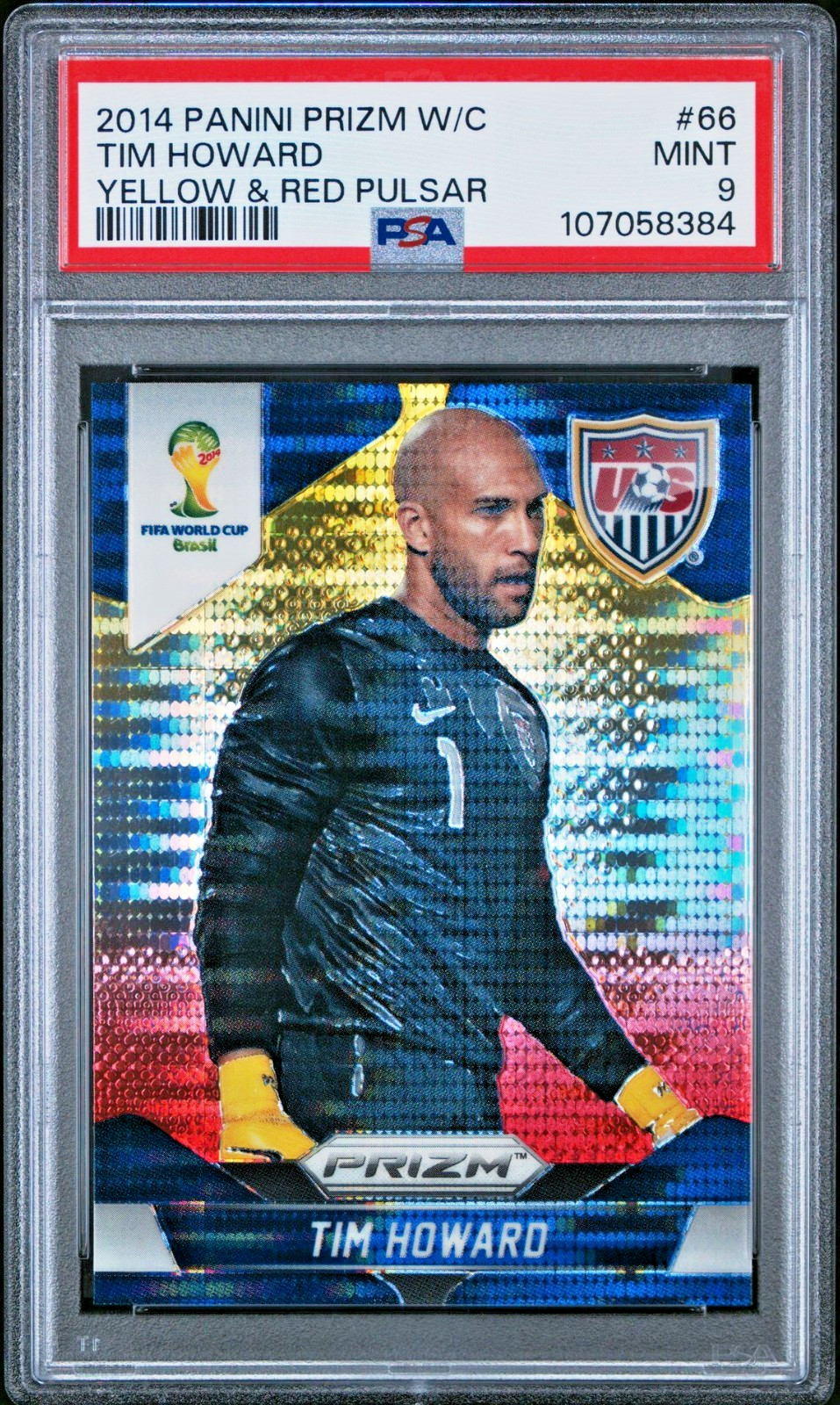 2014 Panini Prizm World Cup 66 Tim Howard Yellow & Red Pulsar PSA 9 Mint USA