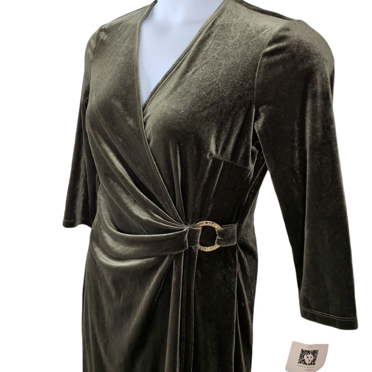 Green Velvet Faux Wrap Dress Wedding Guess Formal Cocktail Anne Klein Size  10 | eBay