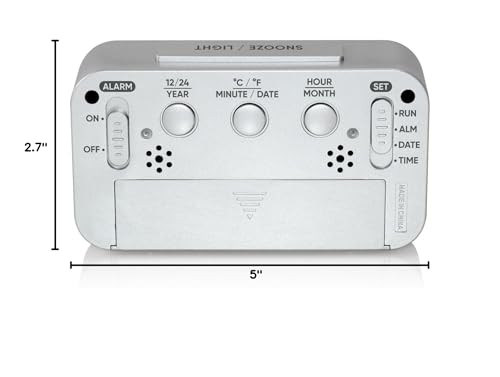 Westclox 70045 Smart Backlight Alarm Clock, Silver