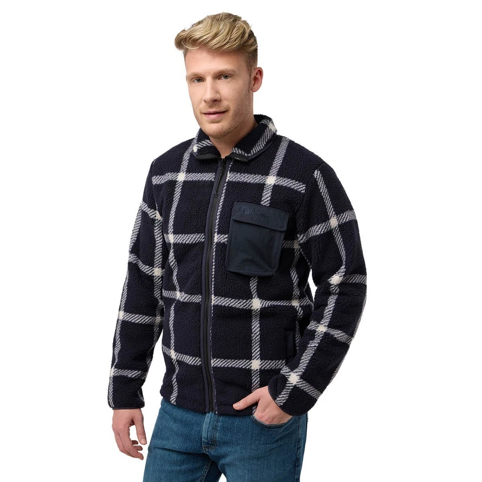 Jack Wolfskin Herren Felslicht Kariert Gefüttert Sherpa-Fleece Jacke 40% OFF - Bild 1 von 1