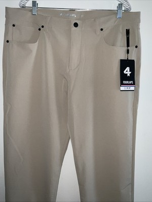 FOURLAPS 4 TRAVERSE STRAIGHT PERFORMANCE ATHLETIC FIT KHAKI PANTS 38x32 NWT
