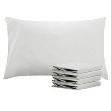 Queen Pillowcase Set - 4 Pack Brushed Microfiber Queen 20" x 30" Light Grey