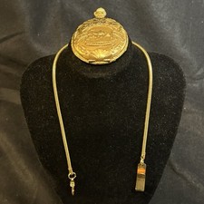 VTG 24K Gold Plated Camel 80th Anniversary Pocket Watch W/Fob Missing Top Ring 