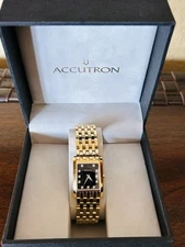 Lady’s Accutron Bulova Gold Tone Rectangular Watch #27P06
