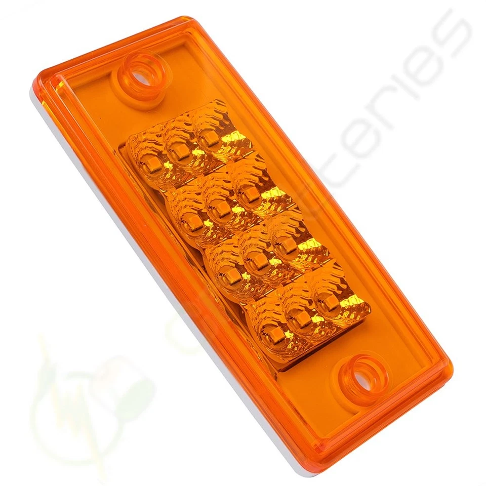 4pcs 12 LED Rectangle Amber Side Marker Turn Signal Truck Trailer 12V Assembly Foto 3 de 4