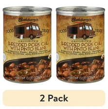 (2 pack) Castleberry's Food Truck Shredded Pork with Pinto Beans Chili,15 oz Can