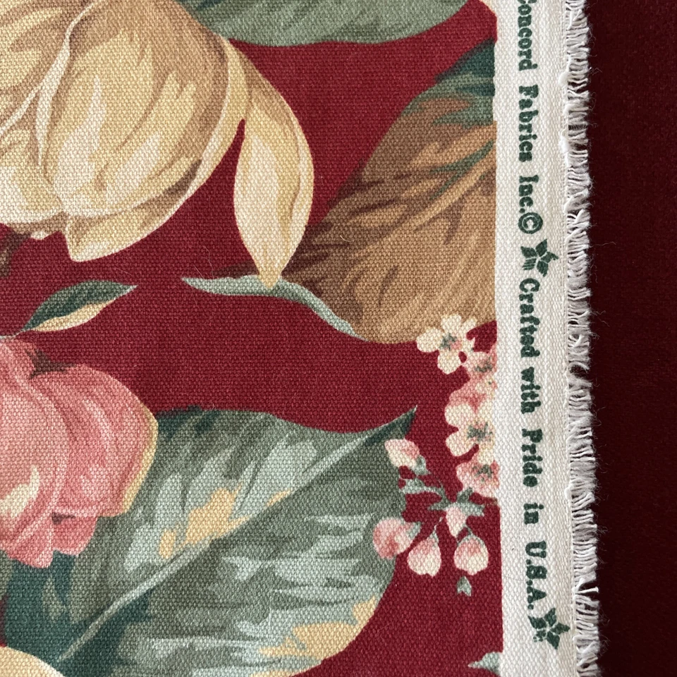 "Tela de algodón para tapicería Sharon Kessler 6 yardas roja/magnolias floral 56"" de ancho" Foto 3 de 4