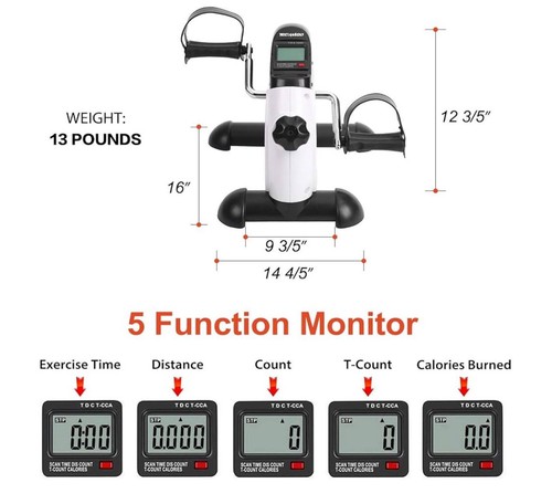 Techmoo Under Desk Bike Pedal Exerciser Foot / Hand Peddler Mini Trainer - Picture 3 of 10