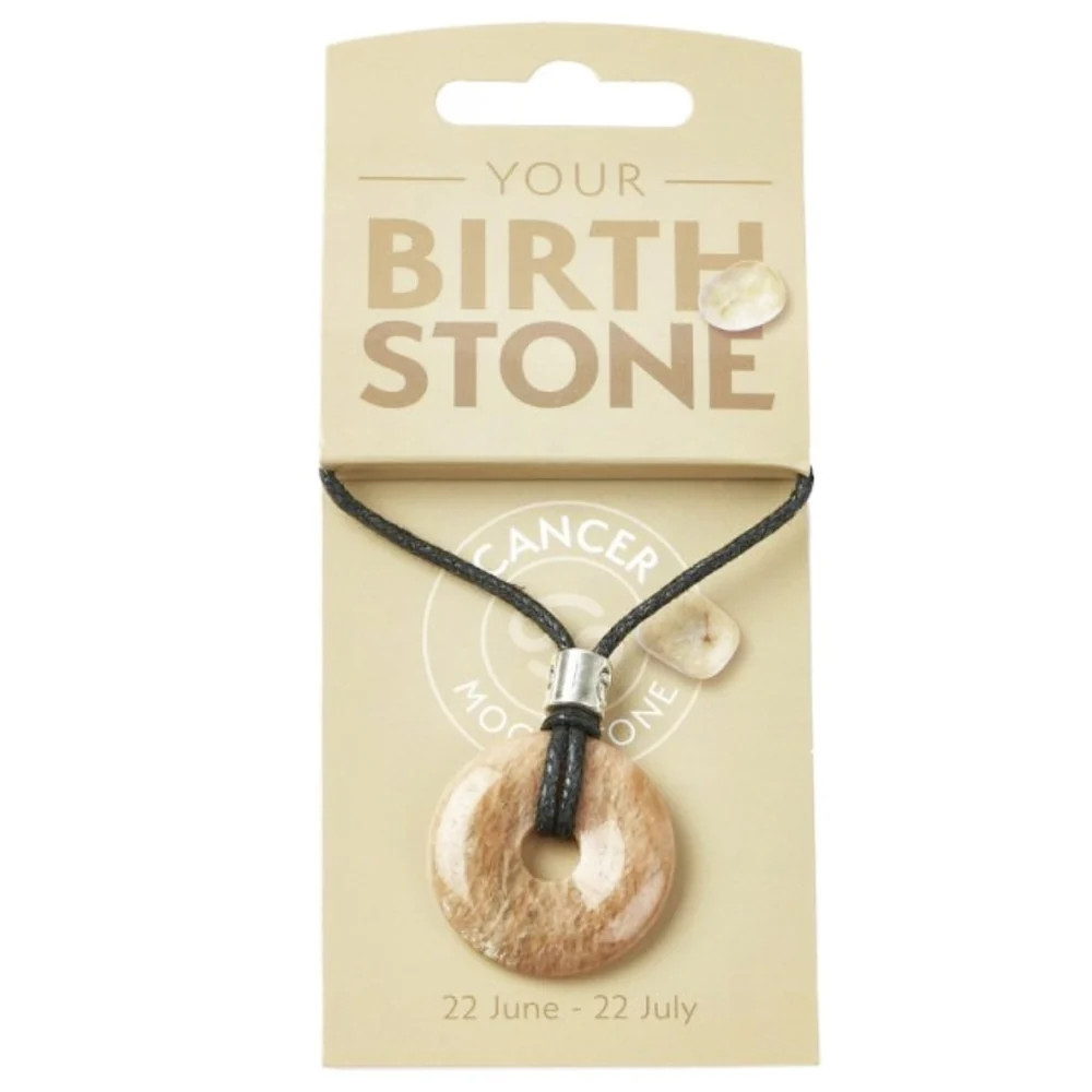 Cancer Birthstone Pendant 30mm - Moonstone Zodiac Donut Necklace