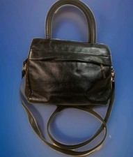 Giani Bernini Black Leather Crossbody& Double Handles Handbag Pockets 10x8 1/2