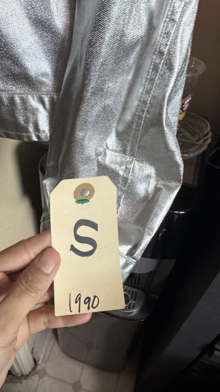 Silver Metallic Shiny Jacket with Button Closure … - image 2