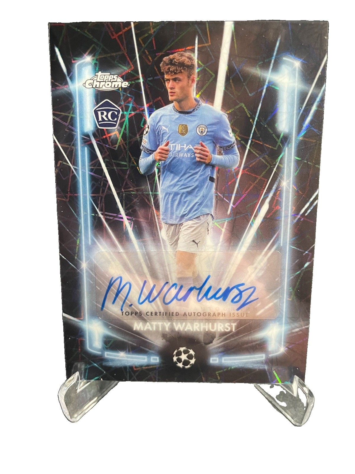 Topps 2024-25 Chrome UCC Matty Warhurst Black Lazer Auto RC #BLA-MW