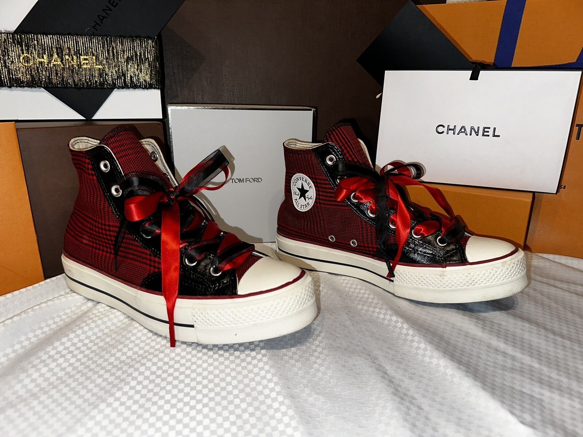 Converse Tenis Xadrez Vermelho All Star Xadrez Cano Alto Converse All Star  Xadrez New Arrivals - Main Image