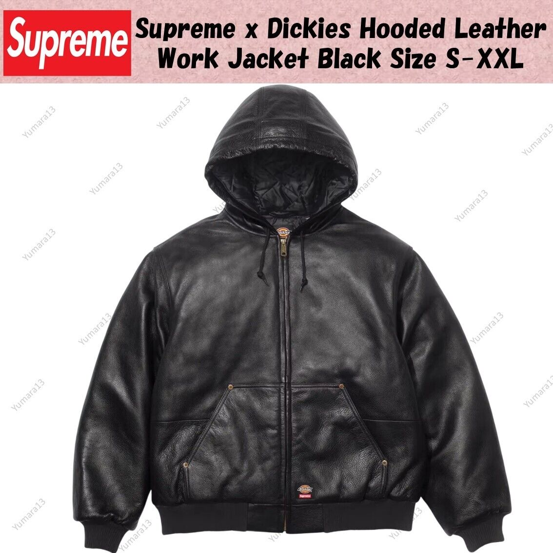 Supreme x Dickies Hooded Leather Work Jacket Black Size S Supreme x Dickies Hooded Leather Work Jacket Black Size S